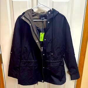 NWT Sam Edelman Lightweight Black Hooded Utility Windbreaker Jacket  size XS